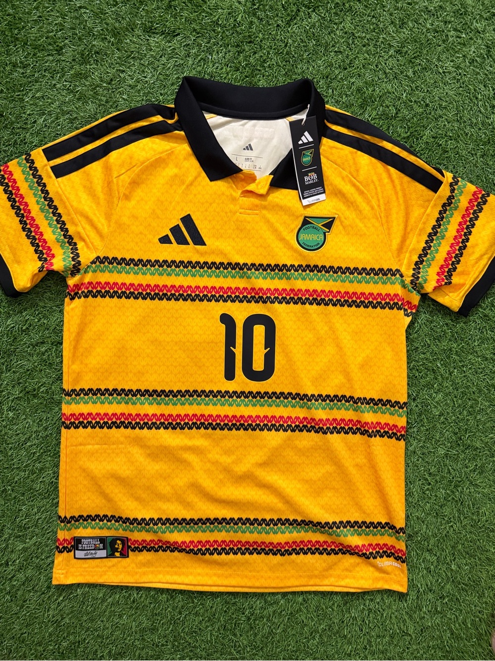 Adidas Bob Marley Jamaica Yellow Soccer Jersey #10 Brand New W Tags Size Large